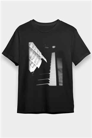 Piyanist Siyah Unisex Tişört T-Shirt - TişörtFabrikası