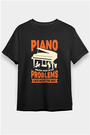 Piyanist Siyah Unisex Tişört T-Shirt - TişörtFabrikası
