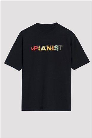 Piyanist Siyah Oversize Tişört Oversize T-shirt - TişörtFabrikası