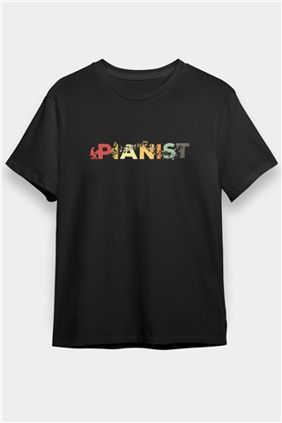 Piyanist Siyah Unisex Tişört T-Shirt - TişörtFabrikası