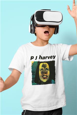 Pj Harvey Baskılı Beyaz Unisex Beyaz Çocuk Tişört - Tshirt