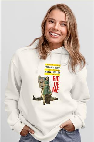 Pj Harvey Baskılı Beyaz Unisex Kapüşonlu Sweatshirt