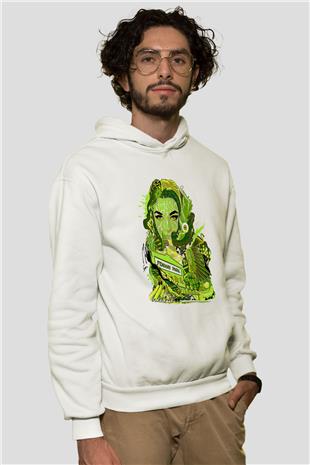 Pj Harvey Baskılı Beyaz Unisex Kapüşonlu Sweatshirt