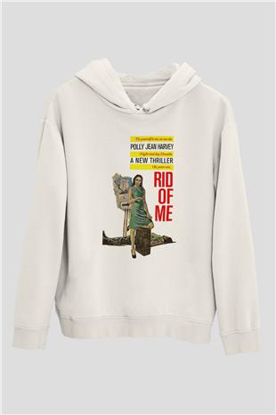 Pj Harvey Baskılı Beyaz Unisex Kapüşonlu Sweatshirt