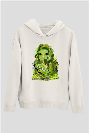 Pj Harvey Baskılı Beyaz Unisex Kapüşonlu Sweatshirt