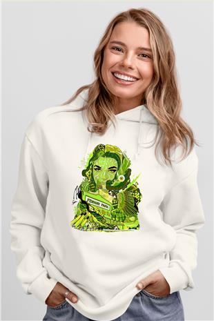 Pj Harvey Baskılı Beyaz Unisex Kapüşonlu Sweatshirt