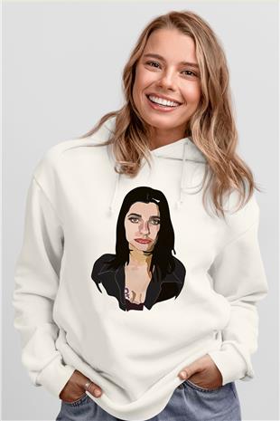 Pj Harvey Baskılı Beyaz Unisex Kapüşonlu Sweatshirt
