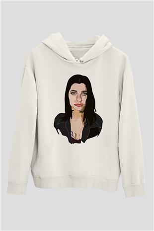 Pj Harvey Baskılı Beyaz Unisex Kapüşonlu Sweatshirt