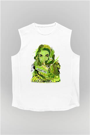Pj Harvey Baskılı Beyaz Unisex Kolsuz Tişört - Tshirt
