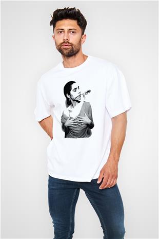 Pj Harvey Baskılı Beyaz Unisex Oversize Tişört - Tshirt