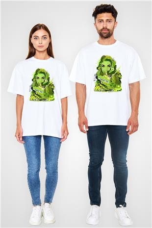 Pj Harvey Baskılı Beyaz Unisex Oversize Tişört - Tshirt