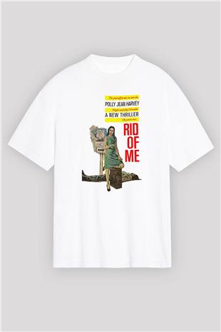Pj Harvey Baskılı Beyaz Unisex Oversize Tişört - Tshirt