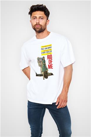 Pj Harvey Baskılı Beyaz Unisex Oversize Tişört - Tshirt