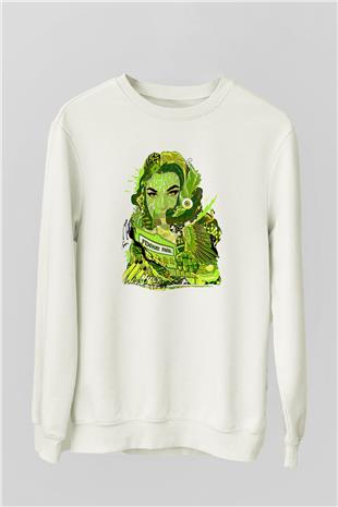 Pj Harvey Baskılı Beyaz Unisex Sweatshirt