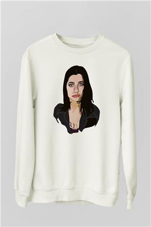 Pj Harvey Baskılı Beyaz Unisex Sweatshirt