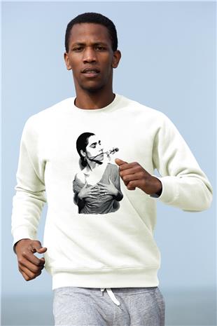 Pj Harvey Baskılı Beyaz Unisex Sweatshirt
