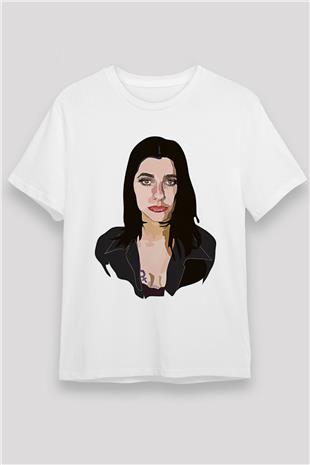 Pj Harvey Baskılı Unisex Beyaz Tişört - Tshirt