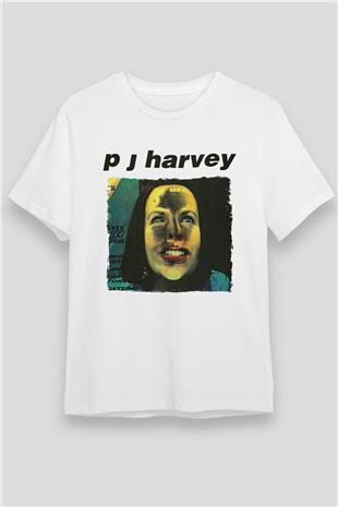 Pj Harvey Baskılı Unisex Beyaz Tişört - Tshirt