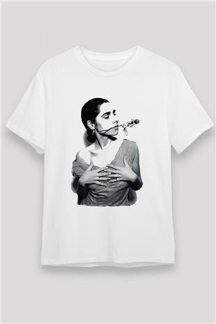 Pj Harvey Baskılı Unisex Beyaz Tişört - Tshirt