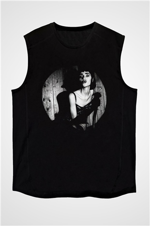 Pj Harvey Baskılı Unisex Siyah Kolsuz Tişört - Tshirt
