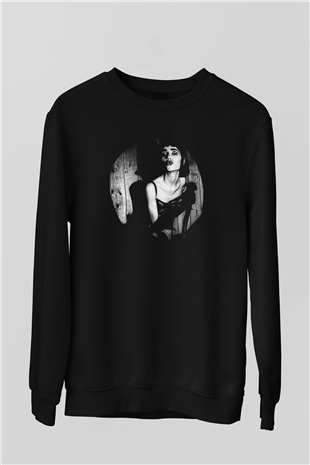 Pj Harvey Baskılı Unisex Siyah Sweatshirt