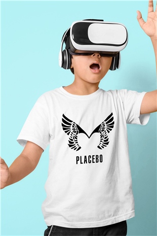 Placebo Baskılı Beyaz Unisex Çocuk Tişört
