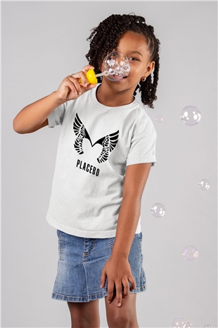Placebo Baskılı Beyaz Unisex Çocuk Tişört