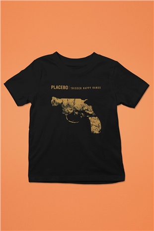 Placebo Baskılı Siyah Unisex Çocuk Tişört