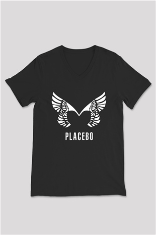 Placebo Siyah Unisex V Yaka Tişört T-Shirt