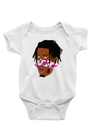 Playboi Carti Baskılı Beyaz Unisex Bebek Body - Zıbın