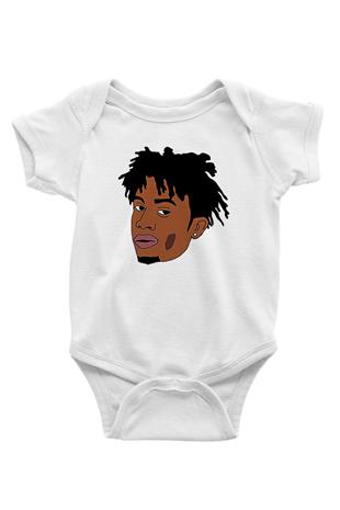 Playboi Carti Baskılı Beyaz Unisex Bebek Body - Zıbın
