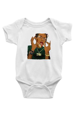 Playboi Carti Baskılı Beyaz Unisex Bebek Body - Zıbın