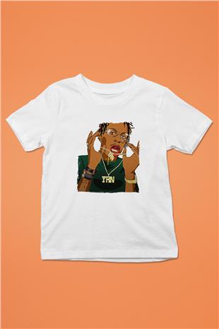 Playboi Carti Baskılı Beyaz Unisex Beyaz Çocuk Tişört - Tshirt