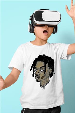 Playboi Carti Baskılı Beyaz Unisex Beyaz Çocuk Tişört - Tshirt