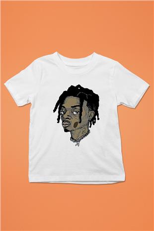 Playboi Carti Baskılı Beyaz Unisex Beyaz Çocuk Tişört - Tshirt