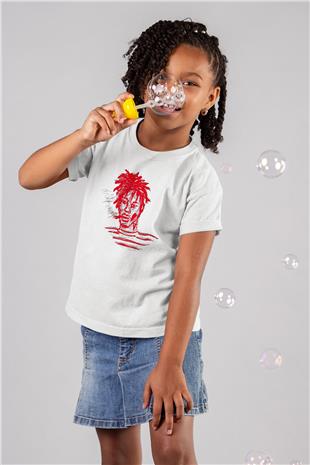 Playboi Carti Baskılı Beyaz Unisex Beyaz Çocuk Tişört - Tshirt