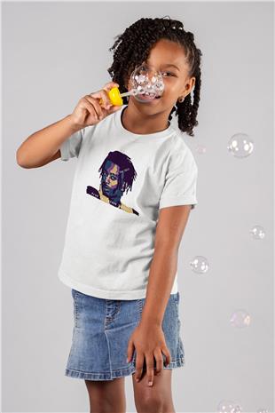 Playboi Carti Baskılı Beyaz Unisex Beyaz Çocuk Tişört - Tshirt