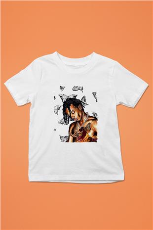 Playboi Carti Baskılı Beyaz Unisex Beyaz Çocuk Tişört - Tshirt