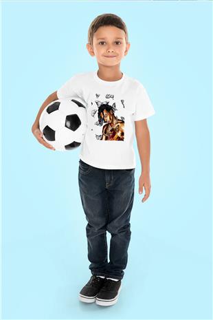 Playboi Carti Baskılı Beyaz Unisex Beyaz Çocuk Tişört - Tshirt