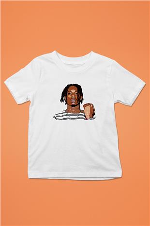 Playboi Carti Baskılı Beyaz Unisex Beyaz Çocuk Tişört - Tshirt