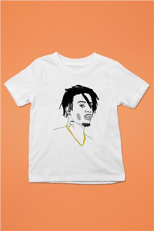 Playboi Carti Baskılı Beyaz Unisex Beyaz Çocuk Tişört - Tshirt