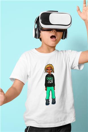 Playboi Carti Baskılı Beyaz Unisex Beyaz Çocuk Tişört - Tshirt