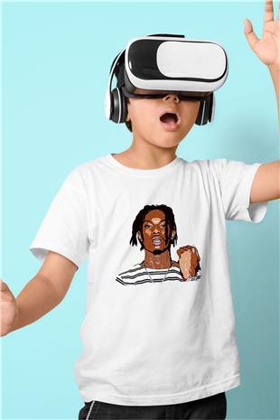 Playboi Carti Baskılı Beyaz Unisex Beyaz Çocuk Tişört - Tshirt