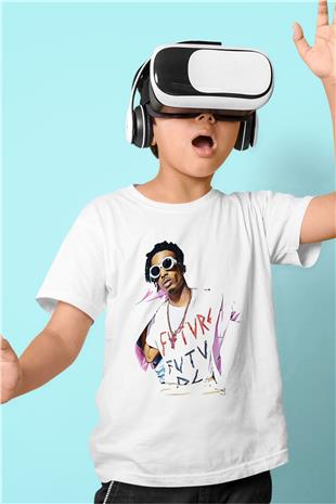 Playboi Carti Baskılı Beyaz Unisex Beyaz Çocuk Tişört - Tshirt