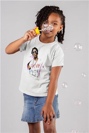 Playboi Carti Baskılı Beyaz Unisex Beyaz Çocuk Tişört - Tshirt