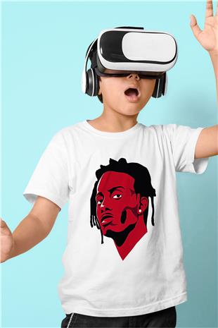 Playboi Carti Baskılı Beyaz Unisex Beyaz Çocuk Tişört - Tshirt