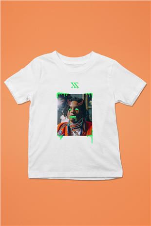 Playboi Carti Baskılı Beyaz Unisex Beyaz Çocuk Tişört - Tshirt