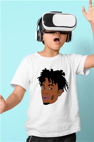 Playboi Carti Baskılı Beyaz Unisex Beyaz Çocuk Tişört - Tshirt