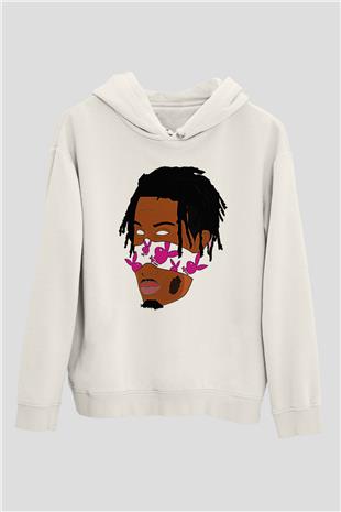 Playboi Carti Baskılı Beyaz Unisex Kapüşonlu Sweatshirt