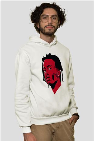 Playboi Carti Baskılı Beyaz Unisex Kapüşonlu Sweatshirt